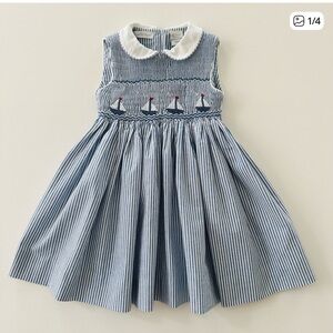 Carriage Boutique 18 Months Baby Girl Blue Smocked Dress Sailboat Spring Summer